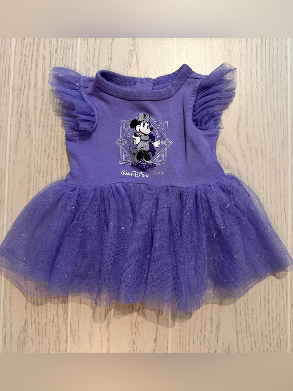 Disney 100 Minnie Mouse Purple Tutu Bodysuit Dress Baby‎ Girl 6-9M